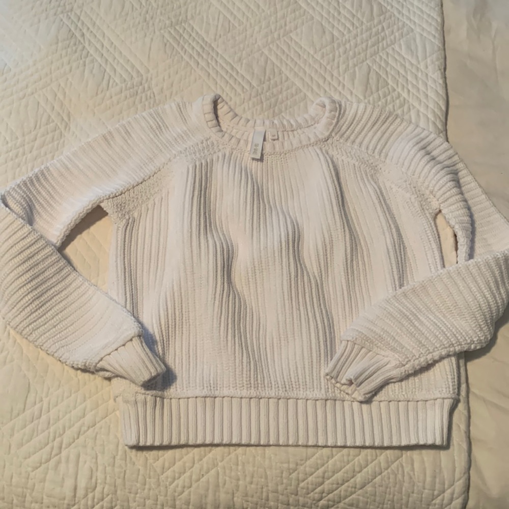 NEW Anthropologie white cotton crew neck sweater